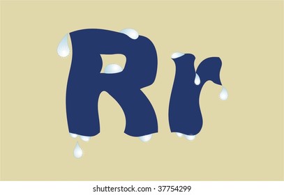 Letter R in drops