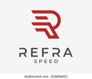 Letter R Dynamic Motion Digital Technology Futuristic Movement Simple Monogram Vector Logo Design