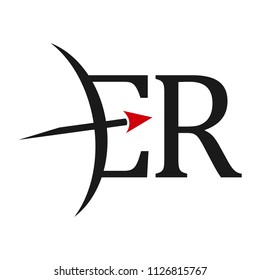letter R and E with arrow symbol. vector logo.