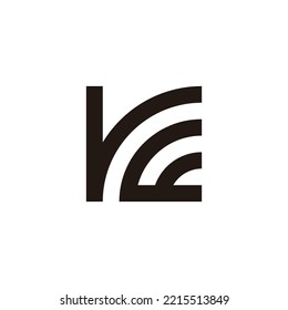 Letter r and E curve. square geometric symbol simple logo vector