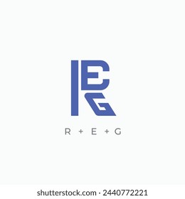 Letter R E G, RGE, GER, GRE, ERG, or EGR modern logo design