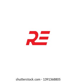 letter R E icon logo design concept