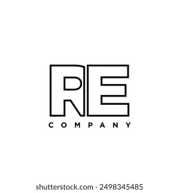 Letter R and E, RE logo design template. Minimal monogram initial based logotype.
