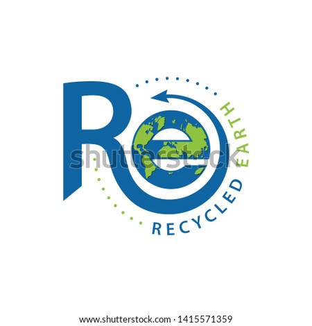Letter R and E logo formed globe symbol in a simple and modern shape