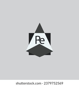 letter R and E logo vector.RE R E White Letter Logo Design with Black Square Illustration Template.