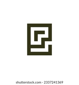 Letter r in e square geometric symbol simple logo vector