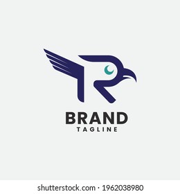 letter r and eagle head business logo icon design template