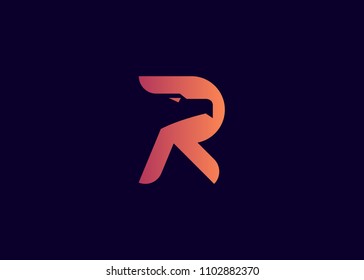 letter R eagle head logo, vector illustration