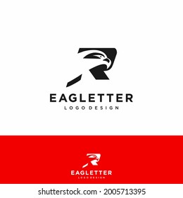 Letter R eagle head logo black vector color and red background