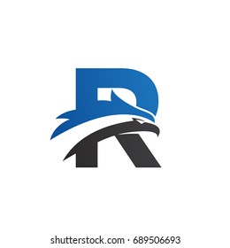 letter R eagle head logo blue