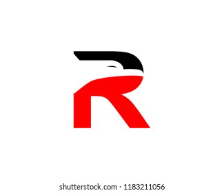 letter r eagle head red black logo