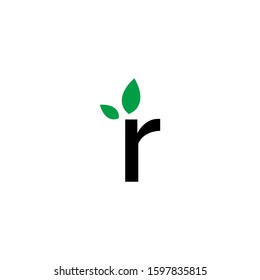The letter r Eco leaves logo icon design template elements. Vector color sign