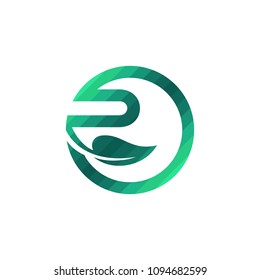 Letter R Eco Logo With Leaf