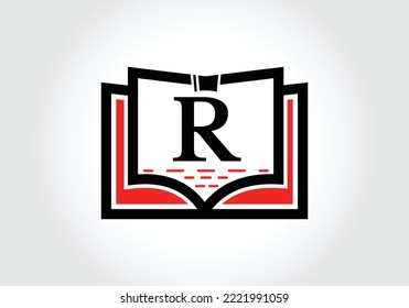 Letter R With Education Logo Book Concept. Training Career Sign, University, Academy Graduation Logo Template Vector Design.