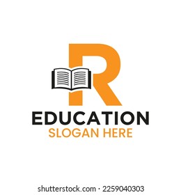 Letter R Education Logo Concept With Open Book Icon Template