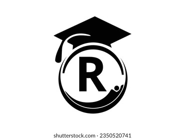 Letter R Education Logo Initial Graduation Cap Concept. Graduation logo with letter vector Template