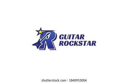letter R electric guitar alphabet logo