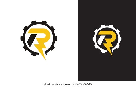  Letter R Electric Logo, letter R and thunder bolt