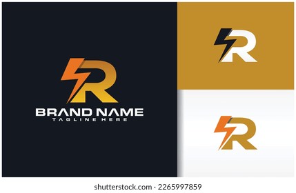 Letter R Electric Logo Vector