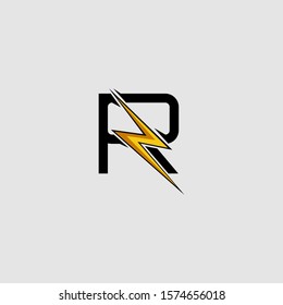Letter R Electrical Bolt logo icon. Design concept Abstract techno thunder bolt  with letter R for corporate, technology, initial , community and more technology brand identity.