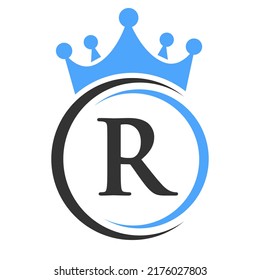 Letter R Elegant Crown Logo Template. Royal Crown Logotype Luxury Sign  for Beauty, Fashion, Spa, Star Symbol