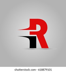 Letter R Elegant typographic red and black