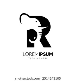 Letra R Elefante Logo Design Vetor Ícone Gráfico Emblema Ilustração Símbolo