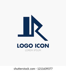 Letter R enclosed in a triangle. Abstract vector logo in a linear style