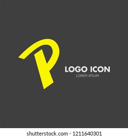 Letter R enclosed in a triangle. Abstract vector logo in a linear style