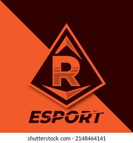 Letter R esport logo, triangle esport logo design template, badge esport logo illustration vector