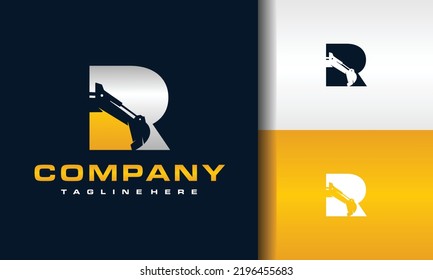 letter R excavator construction logo