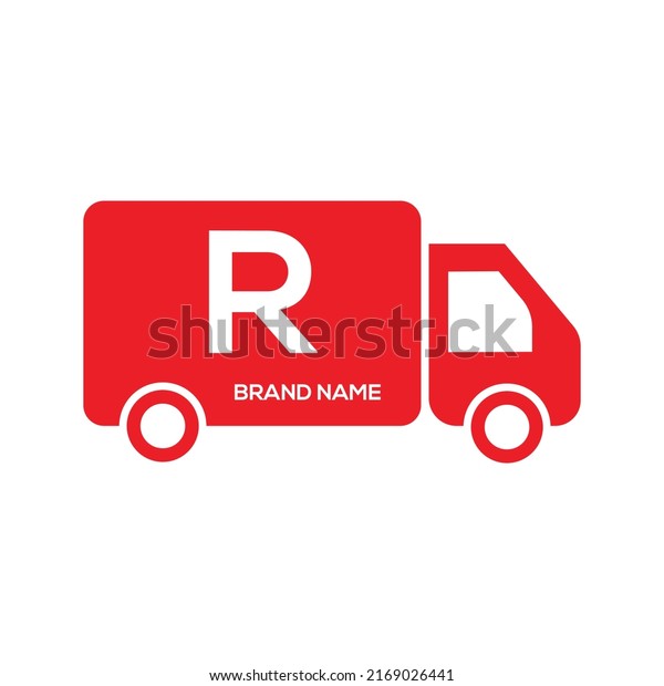 Letter  R Express Delivery Logo\
Truck icon Freight, delivery symbol. Vector\
illustration.\
