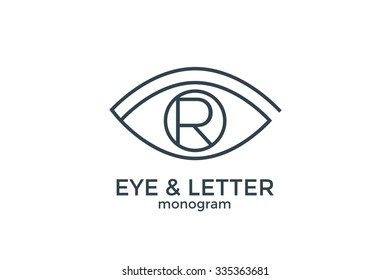 Letter R and eye monogram logo.