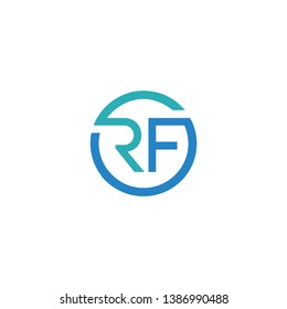  letter R F circle logo design