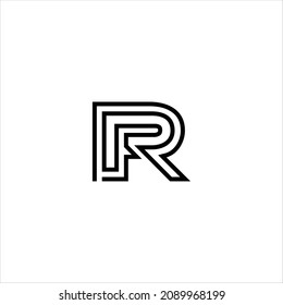 letter r f logo vector template mono line