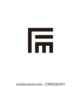 Letter r, F and m square geometric symbol simple logo vector