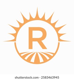 Letter R Farming and Agriculture Logo Design Vector Template