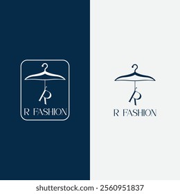 Letter R fashion logo, Hanging letter R vector Icon, boutique logo design. Initial capital R letter hanger icon
