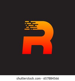 Letter R with Fast logo, Speed, Moving and Quick, Digital and Technology for your Corporate identity