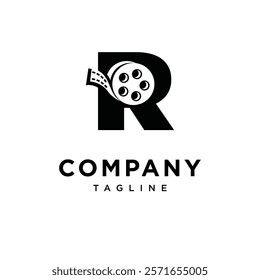 Letter R Film Roll Logo Icon Vector