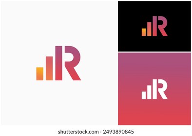 Letter R Finance Accounting Business Consulting Financial Chart Vector Logo Design Illustration