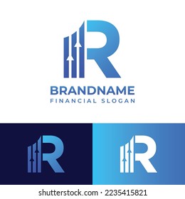 Letter R Financial Chart Logo, suitable for any business related to Financial with R initials.