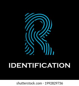 Letter r with fingerprint design logo template illustration