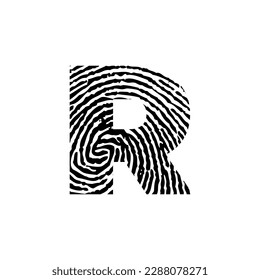 Letter R and Fingerprint Texture Design Icon