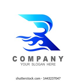 letter r and fire logo icon illustration, sport logo