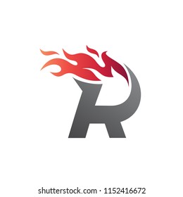 Letter R With Fire Logo Template