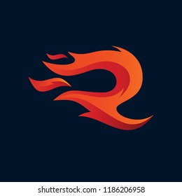 Letter R Fire Logo Vector