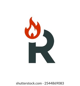 letra R con diseño de Plantilla de Ilustración vectorial de logotipo de fuego