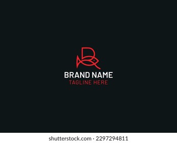 Letter r fish logo design