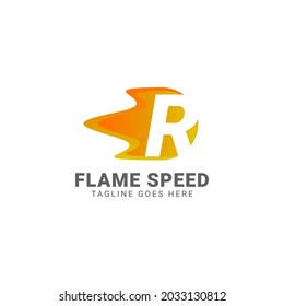 letter R flame speed vector logo design